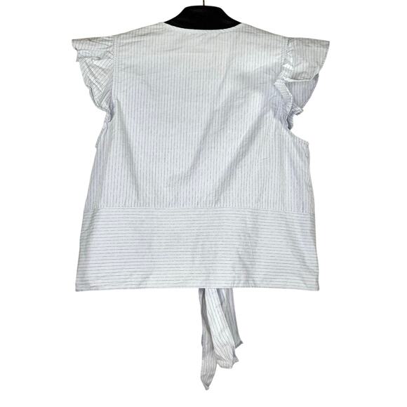 Parker Pinstripe Knotted Tie-Front Crop Top XS - Picture 4 of 12